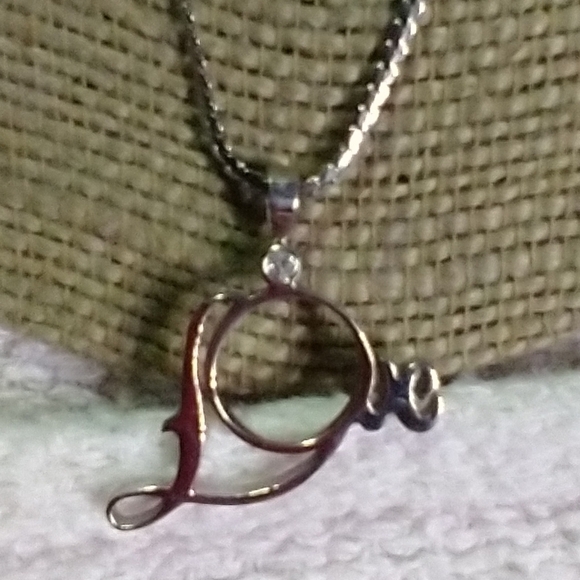 Silvertone love crystal necklace - Picture 5 of 5